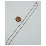 Sterling Silver Chain with Lucite Silver Pendant