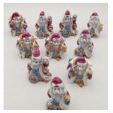 10 Hand Painted Pottery Santa Claus Figures