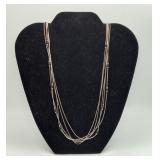 Sterling Silver Multi Strand Necklace With Onyx