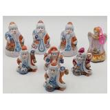 Hand Painted Polish Pottery Santa Bells & Figures