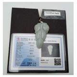 Natural Jadeite Jade Leaf Pendant Icy Green