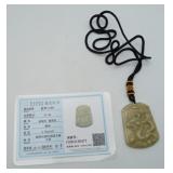 Chinese Carved Dragon Jade Jadeite Necklace Pendat