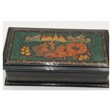 Russian Lacquer Box Troika Fairytale Winter Scene