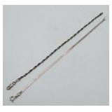 2 Sterling Silver Anklet Bracelets Herringbone