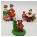 Russian Dymkovo Pottery Clay Toys 3 Pieces