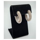 Sterling Silver Ribbed Hooped Earrings 9.2 grams