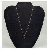 Gold On Sterling Silver 'C' Pendant Necklace