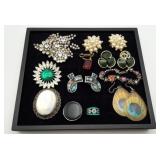 Costume Jewelry Rhinestone Brooches Earring Pins