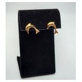 Gold on Sterling Silver Dolphin Earrings