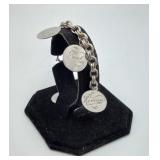 Sterling Silver Name Charm Bracelet 25.5 grams
