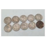 Buffalo Nickel NO DATES worn Coins