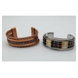 Copper Braided Cuff Bracelet & Inlaid Multi Stone
