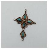 Zuni Style Native American Silver Cross Pendant