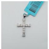 New Sterling Moissanite Diamond Cross Pendant