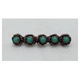 Sterling Silver Turquoise Floral Pin Brooch