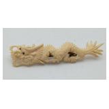 Carved BONE?? Dragon Brooch