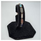 Coral Turquoise Onyx MOP Sterling Bracelet