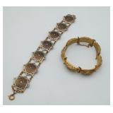 VTG Spanish Damascene Panel Bracelet Gold TONE