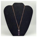 Sterling Silver Ameythst Crystal Pendant Necklace