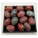 Wood Burn Russian Ukrainian Hand Painted Eggs 14pc