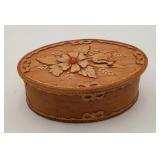 Baltic Amber Birch Bark Floral Trinket Box