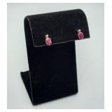 14k Gold Ruby Diamond Stud Back Earrings