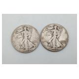 2 Walking Liberty Silver Half Dollar Coins 1935