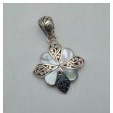 Sterling Silver Mother of Pearl Filigree Pendant