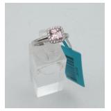 New Sterling Princess Cut Morganite CZ Ring