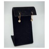 14k Gold Pearl Diamond Earrings with Shepard Hooks