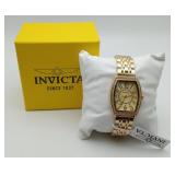 New Woman's Gold Crystal Oblong Face Watch Works