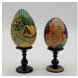 Russian Wood Lacquer Folklore Christmas Scene Egg