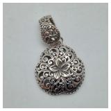 Sterling Silver Floral Filigree Pendant 8.3grams
