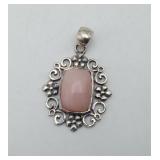 Sterling Silver Rose Quartz Cabochon Pendant