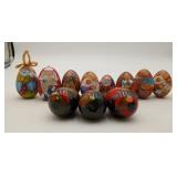 Russian Hand Painted Wood  Lacquer Eggs