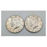 Kennedy Half Dollar 1967 Coins 40% Silver 2 Total