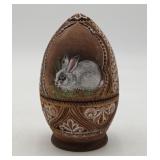 Hand Painted SIGNED Russian 2 Pc Easter Egg WOOD