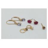 14k Gold RGE Gemstone Earrings Ruby Color