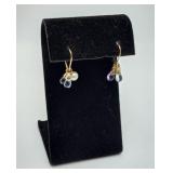 14k Gold Amethyst Pearl Leverback Earrings