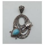 Sterling Silver Sea Turtle Larimar Pendant