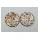 2 Walking Liberty Silver Half Dollar US Coins
