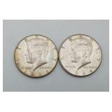 2-1964 Silver Half Dollar US Coin Kennedy CLEAN