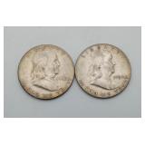 Ben Franklin Half Dollar Silver Coins 2 total