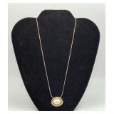 Sterling Silver PEARL Pendant Gold Accent Necklace