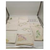 Floral Linen Embroidered Pillowcases Textile LOT