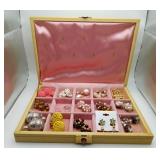 Vintage Jewelry Box & Contents Retro Earrings
