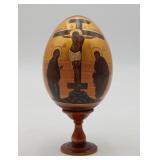 Russian Orthodox Wood Easter Egg Gold Hand Painted