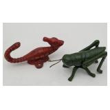 Cast Iron Grasshopper Cricket Figure & Sea Horse