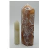 Flower Agate Green Calcite Towers Mineral Specimen