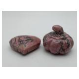 Polished Rhodonite Heart & Pumpkin Rock Specimen